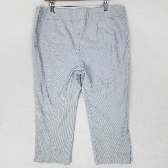 Chicos Pants Womens 3 Blue XL Pinstripe Stretch Crop Capri Pull On So Slimming - Picture 10 of 14
